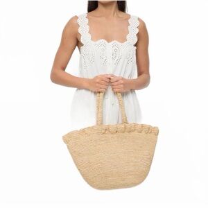 Loeffler Randall Cyrus Raffia Ruffle Tote